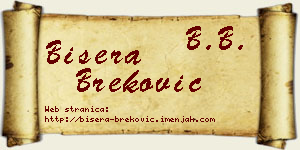 Bisera Breković vizit kartica